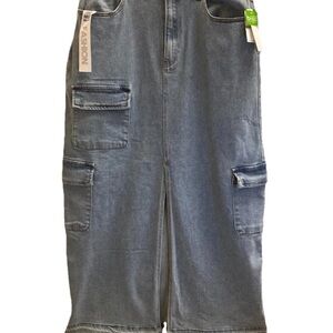 Tinseltown Juniors Maxi Cargo High Rise Denim Skirt Size 15 Grunge 90’s Vibe NWT